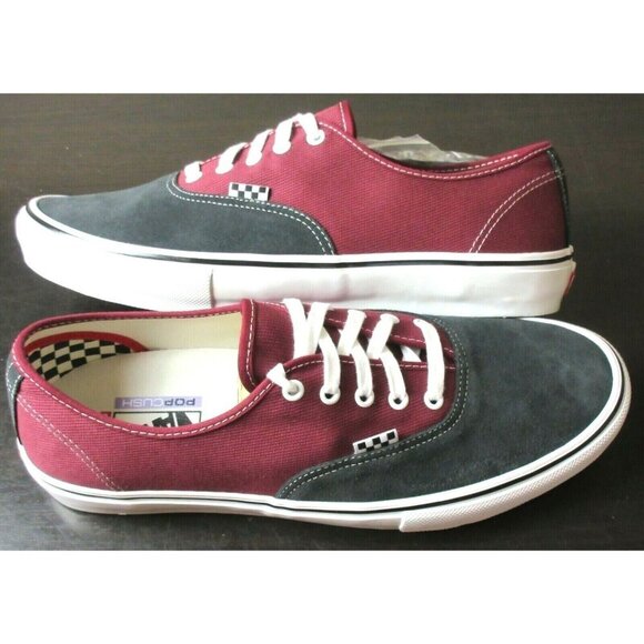 Vans Men\'s Skate Authentic Asphalt Pomegranate Suede Canvas shoes Sizes NIB main image 5